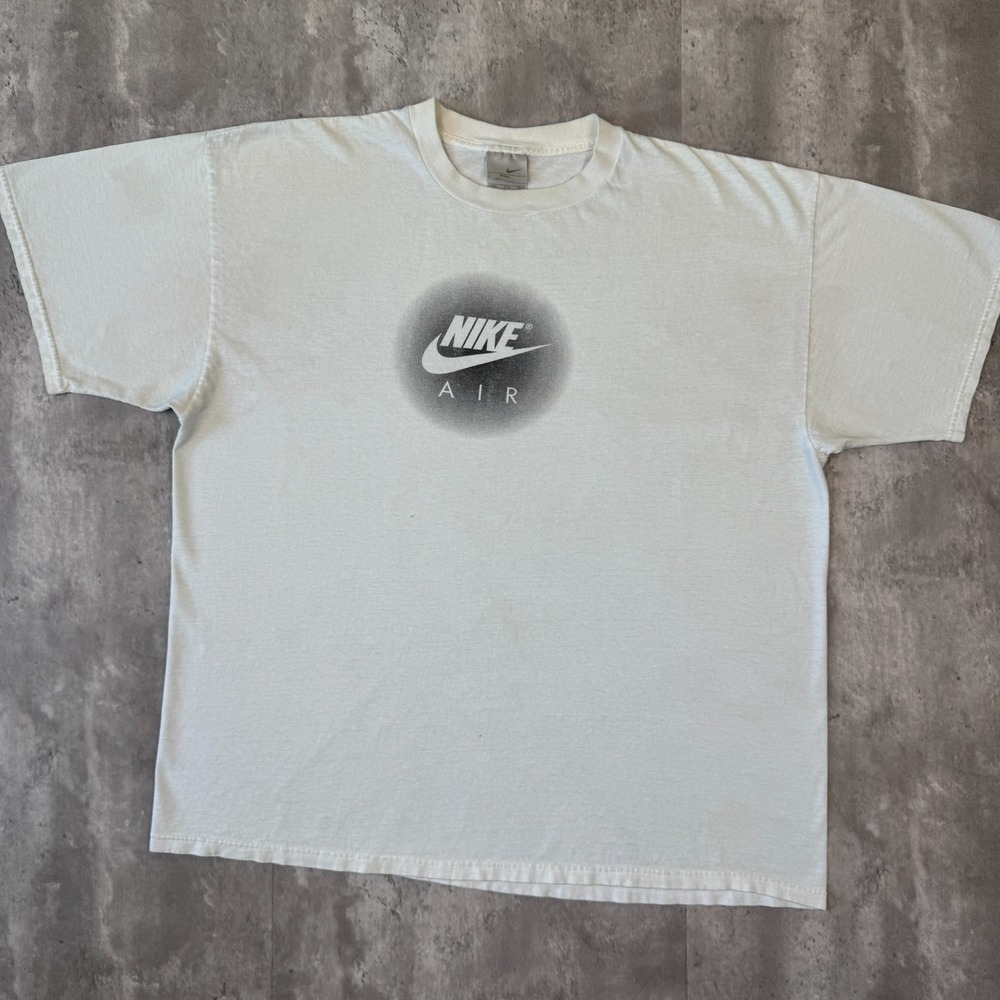 Vintage Nike Air T-Shirt Mens XXL White Gray Center Swoosh Spellout Logo 90s